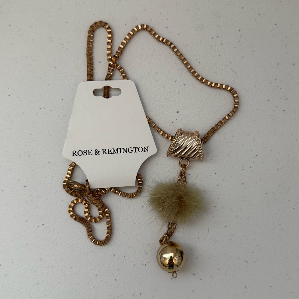 Rose & Remington Green Pom Pom Ball Necklace